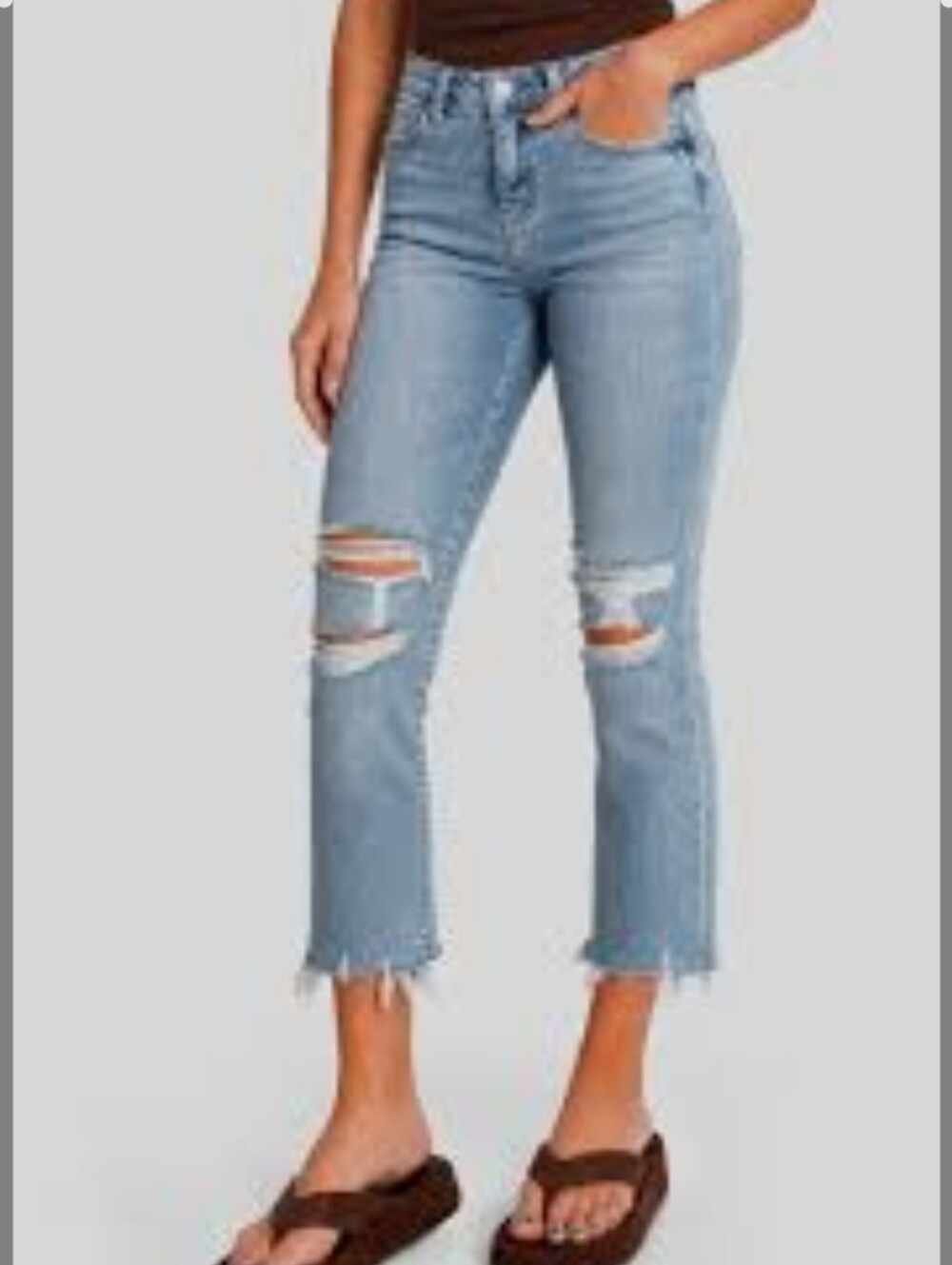 Judy Blue High-Rise Light Blue Distressed Streight Crop Jeans Size 5/27